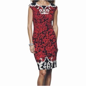 Midnight Velvet Ponte Print Desk to Dinner Sheath Office Career Cocktail Dress